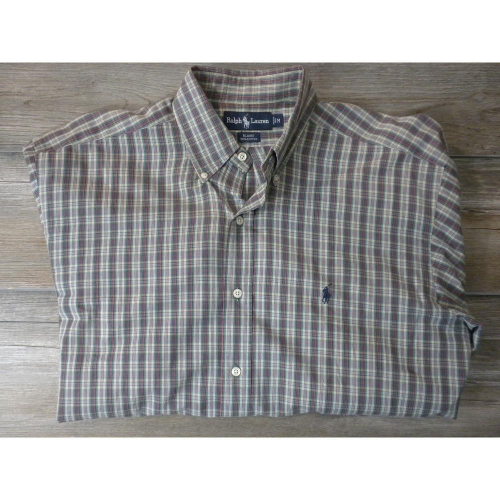 Ralph Lauren Shirt Mens M Green Red Blaire Tartan Plaid‎ Button Down Preppy Ivy